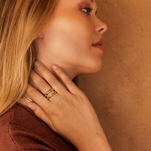 Loren Stewart Curateur Open Band Ring 14k Gold Plated Size 7 Double Band